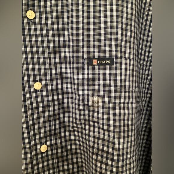 Chaps 4 XB Easy Care Navy Blue & White Button Down Shirt NWOT. - Picture 4 of 5